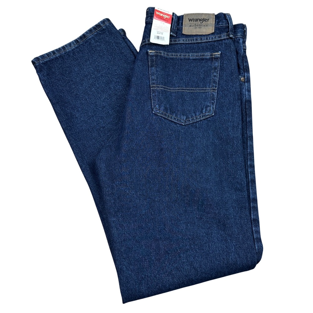 Wrangler Authentics Mens Straight Leg Jeans Dark Wash Indigo Denim 36x36 NWT New